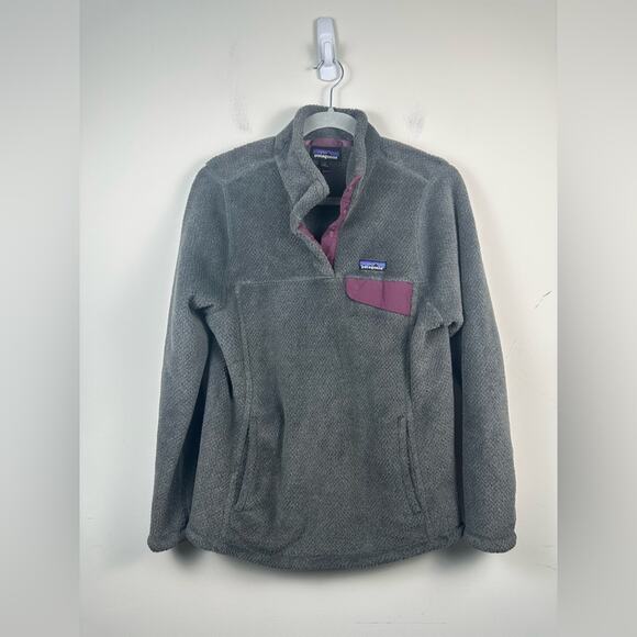 Patagonia Grey Purple Re-Tool Snap-T Fleece Pullover Jacket Size Large EUC